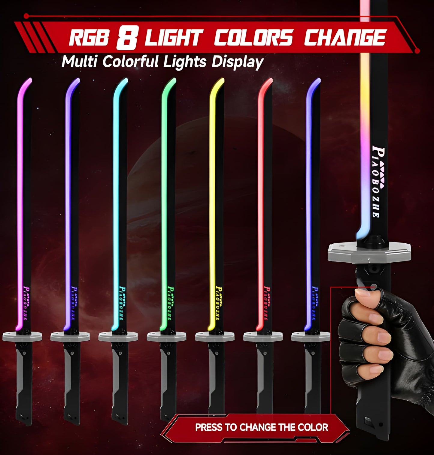 Multicolor LED Light Sword with Sheath and Dazzling Spark Effect