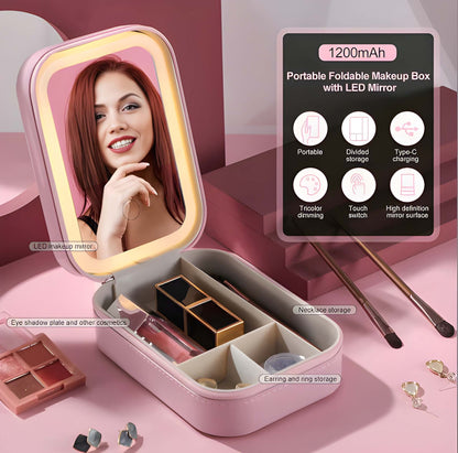 Portable LED Makeup Mirror, Jewelry Box