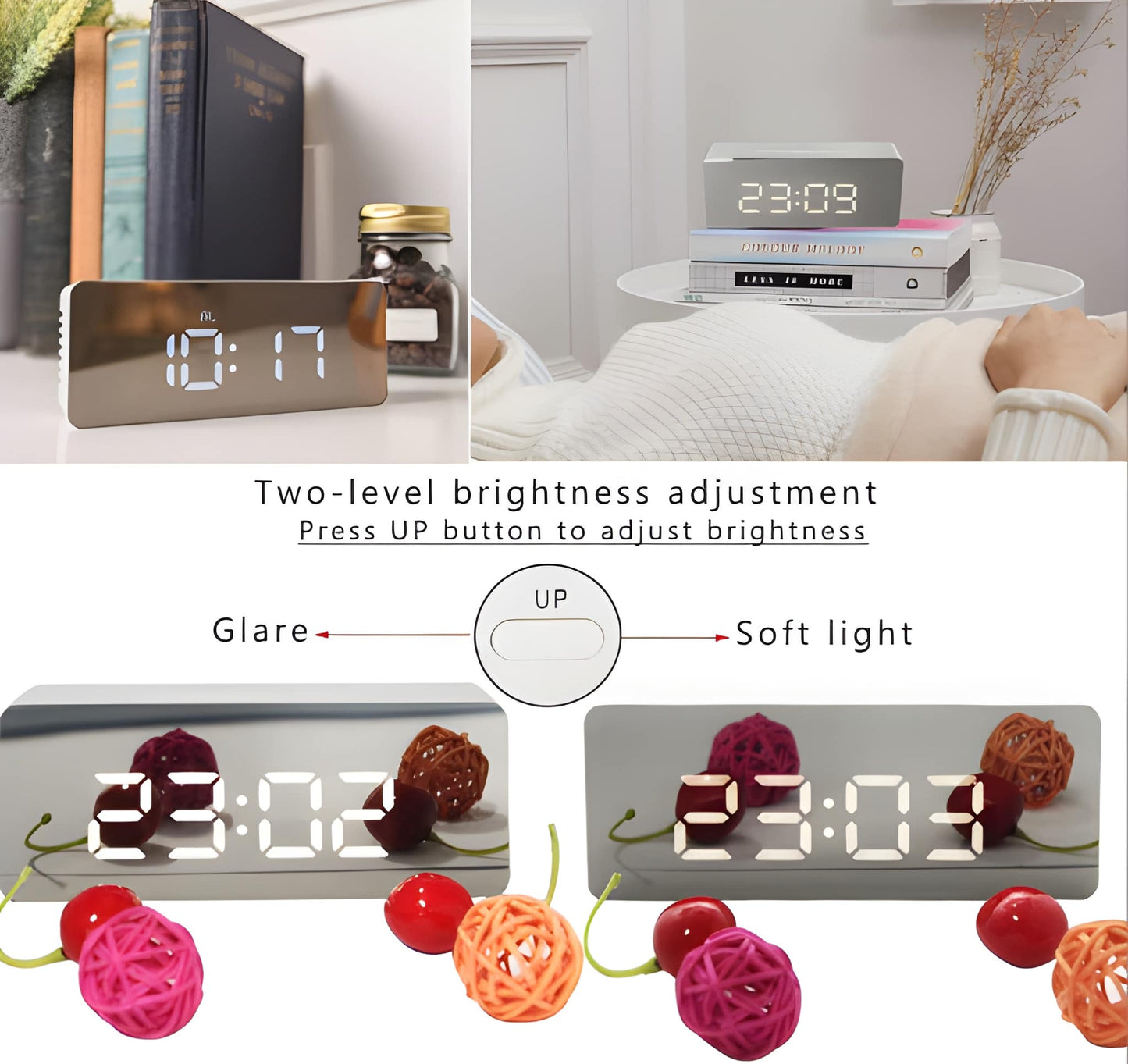 Mirror Digital LED Mirror Alarm Clock