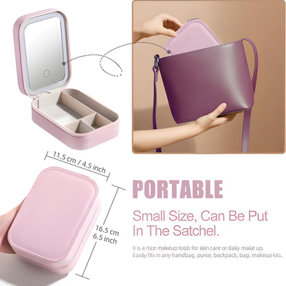Portable LED Makeup Mirror, Jewelry Box