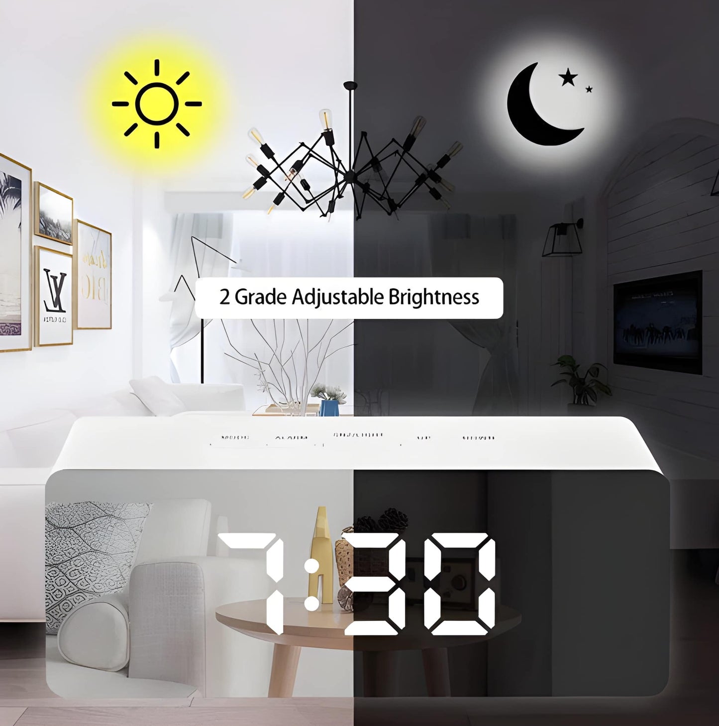 Mirror Digital LED Mirror Alarm Clock