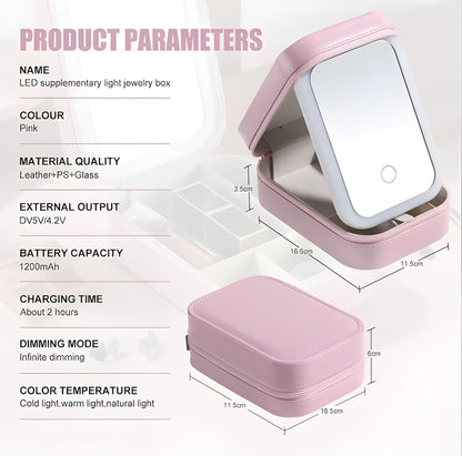 Portable LED Makeup Mirror, Jewelry Box