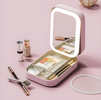 Portable LED Makeup Mirror, Jewelry Box