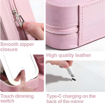 Portable LED Makeup Mirror, Jewelry Box