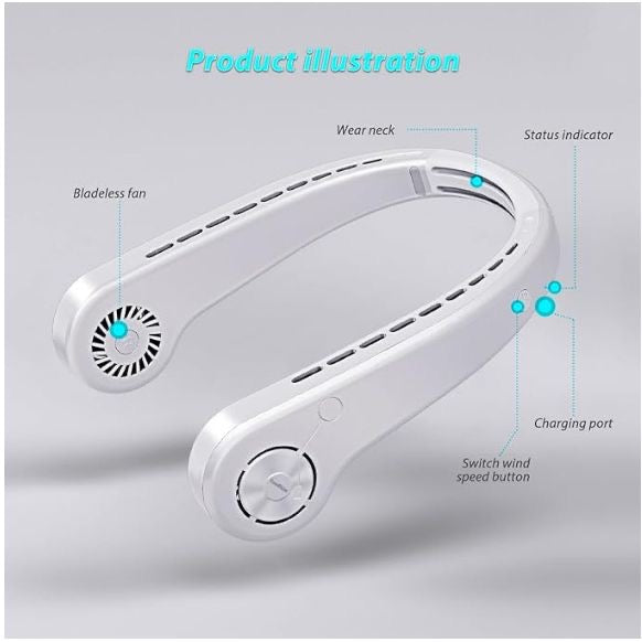 Portable Neck Fan,Hands Free Wearable Bladeless Fan,Ultra Light Rechargeable Mini USB Fan