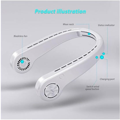 Portable Neck Fan,Hands Free Wearable Bladeless Fan,Ultra Light Rechargeable Mini USB Fan