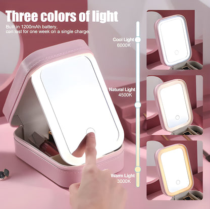 Portable LED Makeup Mirror, Jewelry Box