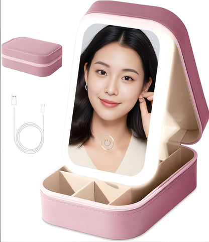 Portable LED Makeup Mirror, Jewelry Box