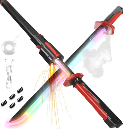 Multicolor LED Light Sword with Sheath and Dazzling Spark Effect